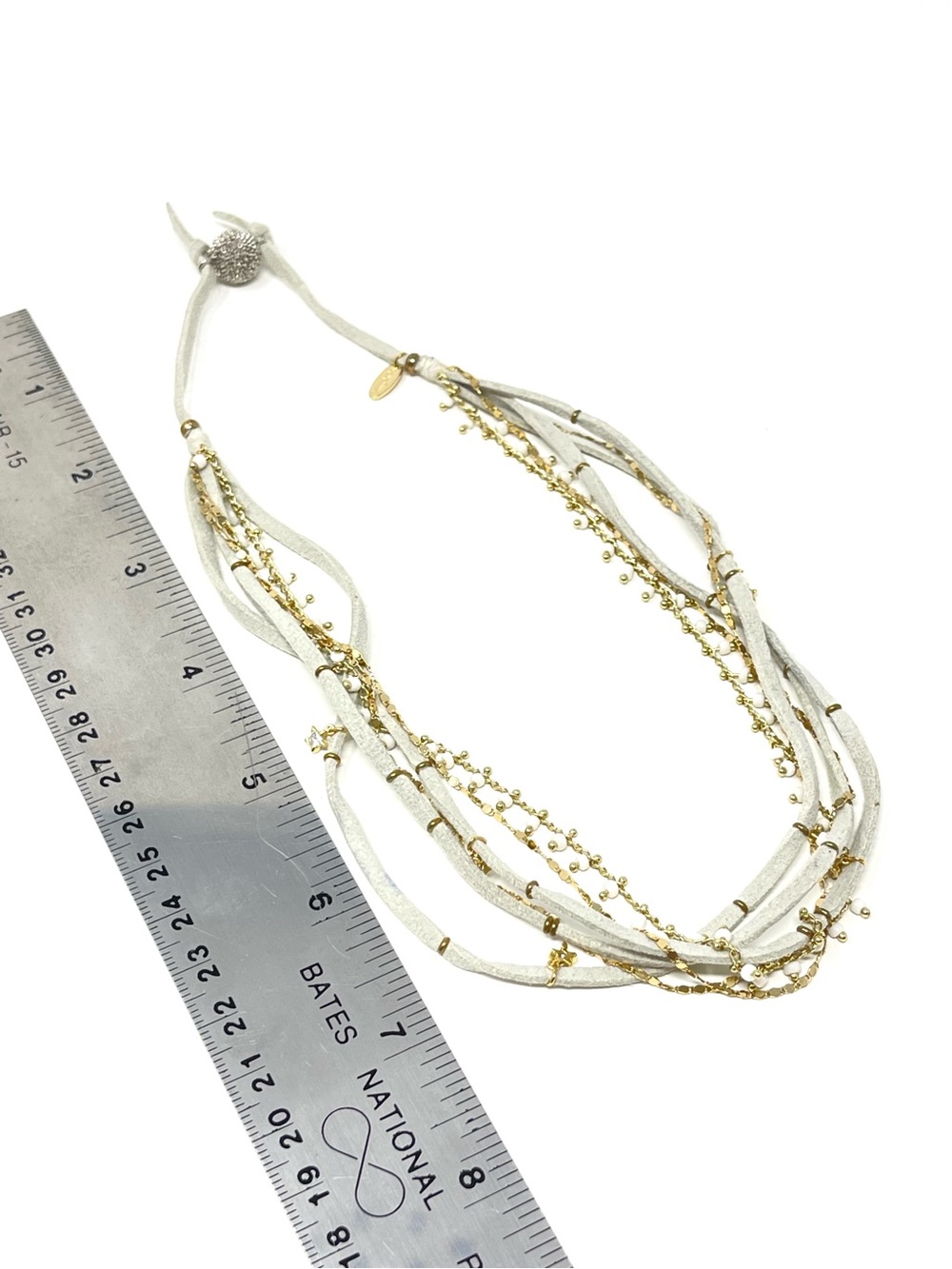 New Anthropologie x Serefina Leather Layered Gold Necklace - Picture 4 of 5